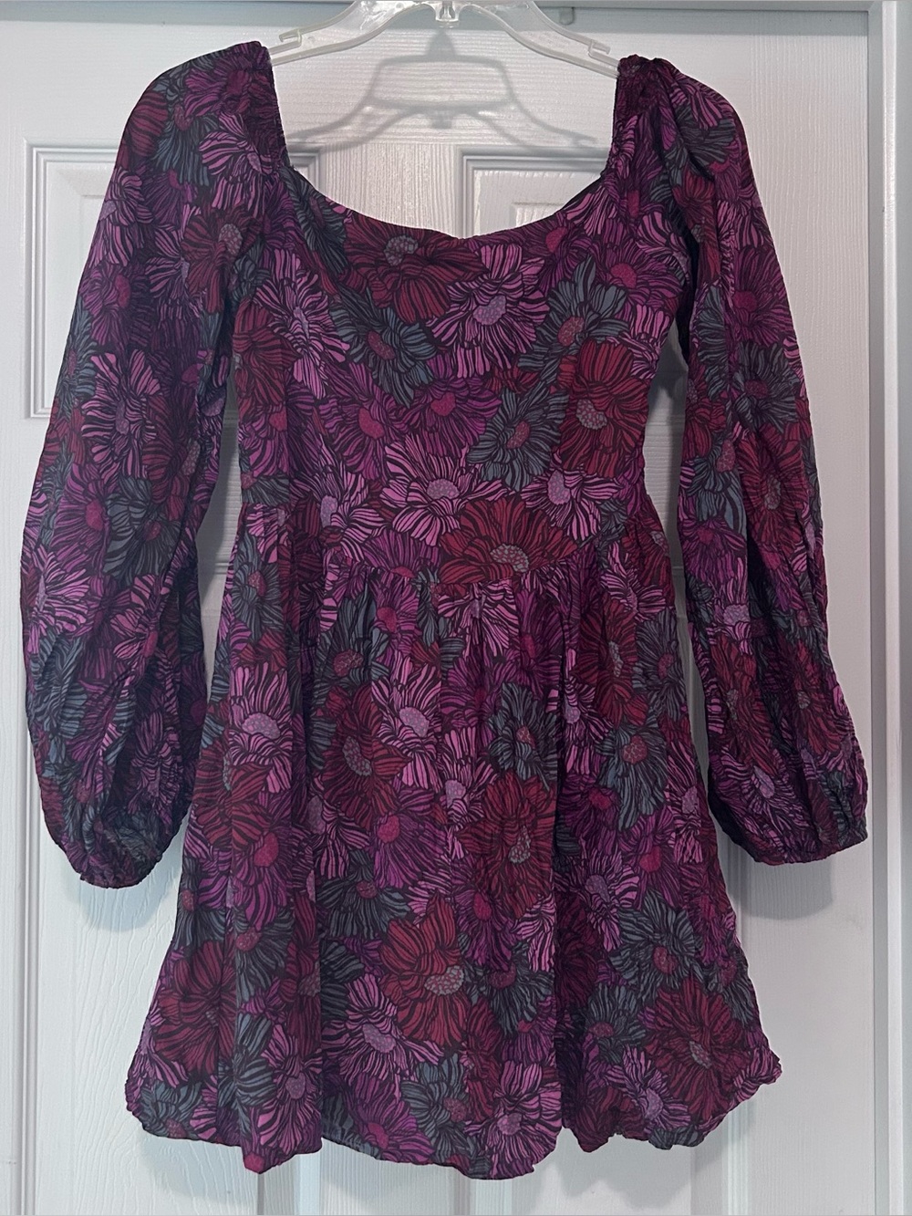 The Impeccable Pig EUC Women’s Size Small Mini Dress Puffed Hem Floral Bohemian